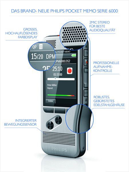 Philips DPM 6000/02 Pocket Memo Digitales Diktiergerät-DPM6000/02